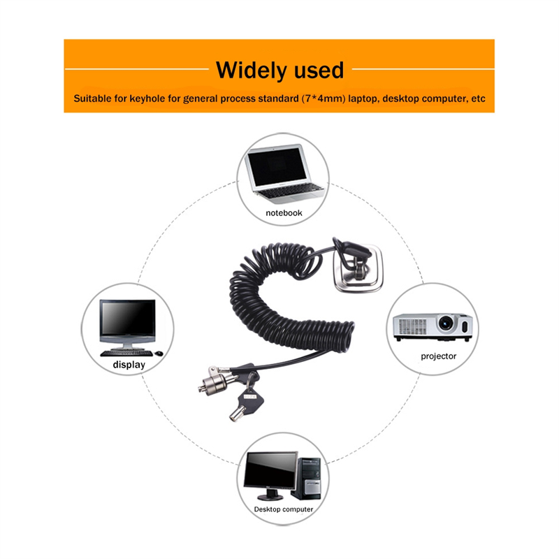 Laptop Lock Cable - Laptopcomputerslot Laptopslot Antidiefstalslot Universeel intrekbaar veertouw