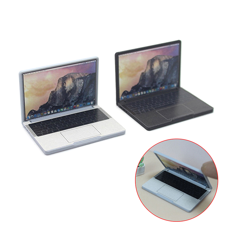Laptop Accessories Computer - Schattige simulatie 1:12 mini-laptopcomputer poppenhuis miniatuur