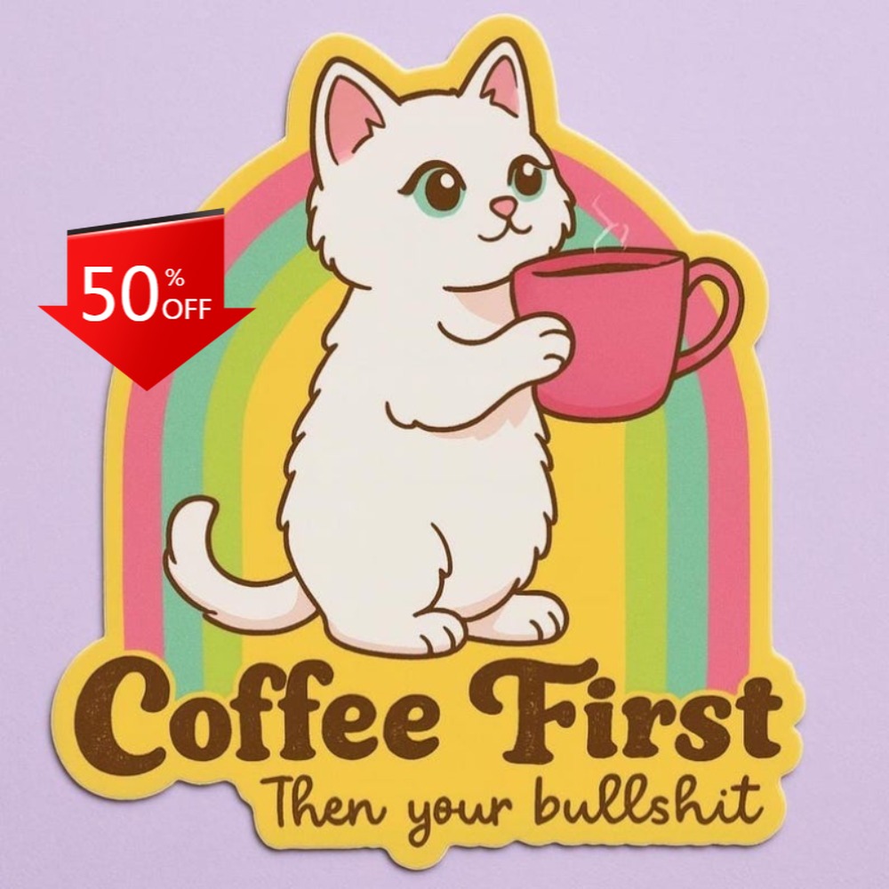 Laptop Unique Accessories - Leuke koffie kattenstickers Retro auto laptop