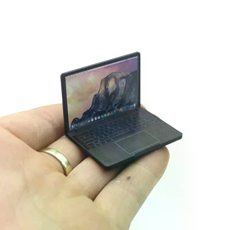 Laptop Accessories Computer - Leuke simulatie 1:12 mini-laptopcomputer poppenhuis miniatuur