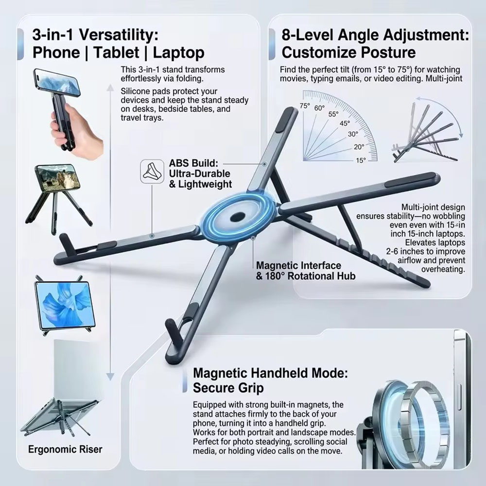 Laptop Accessories For Office - Draagbare magnetische telefoonhouder & selfie stick