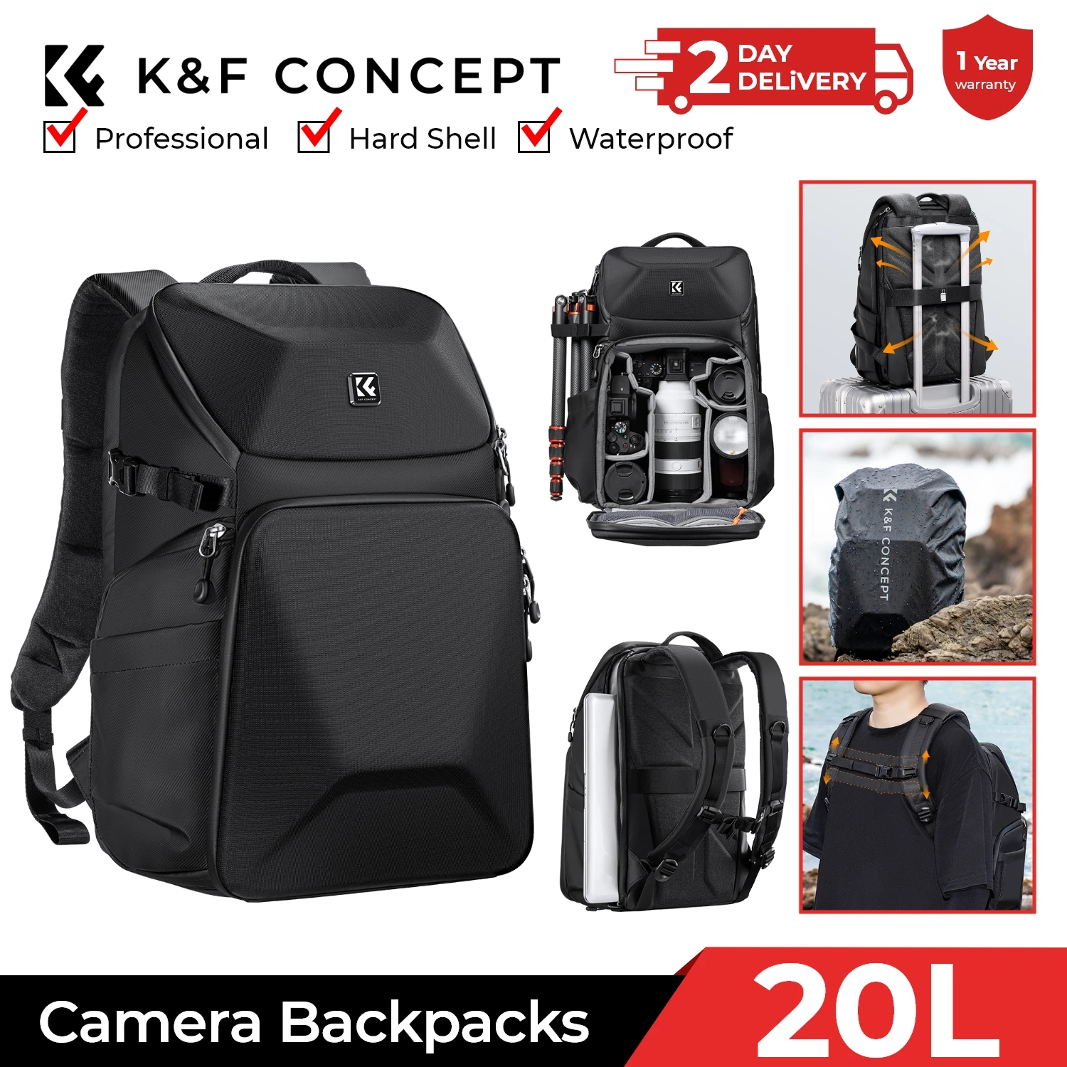 K&F CONCEPT 20L cameratas wate - Laptop Bag Waterproof recensie en prijs
