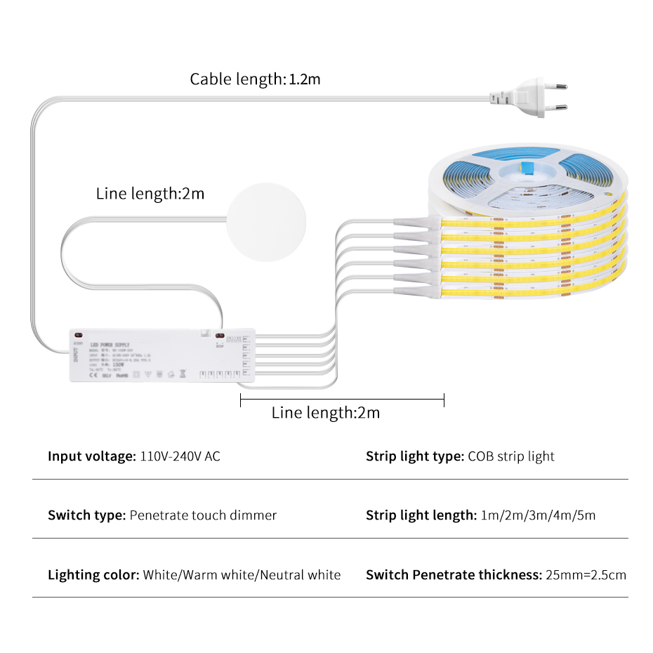 1-5m 12V COB Kast Collectie Di - Laptop Accessories Light recensie en prijs