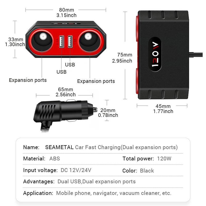 Seametal 120W Autolader 1M Kab - Laptop Lock Cable recensie en prijs
